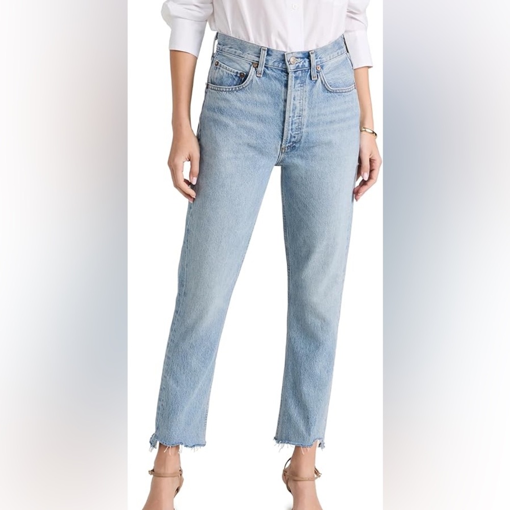 Agolde Riley High Rise Straight Crop Jeans Zephyr Wash Size 24